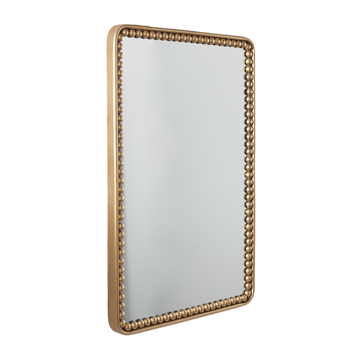 Metal Room Wall Mirror with Beaded Detailing - Gold - Roche River Decor