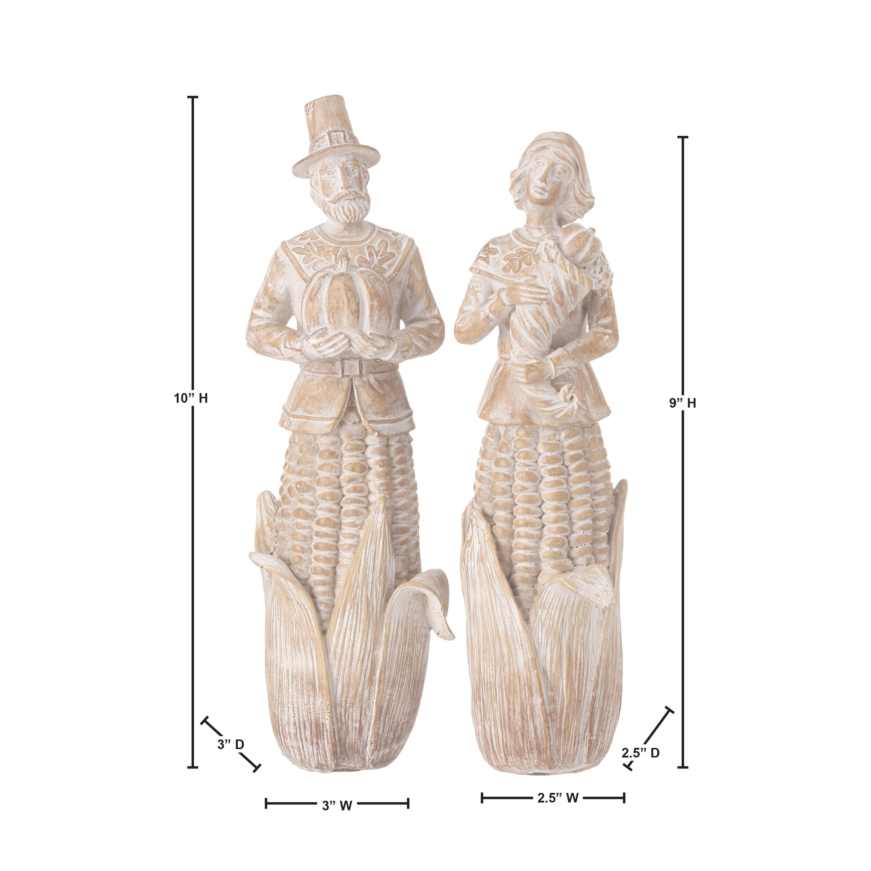 9-9.5 Resin Pilgrim With Corn Base Set of 2