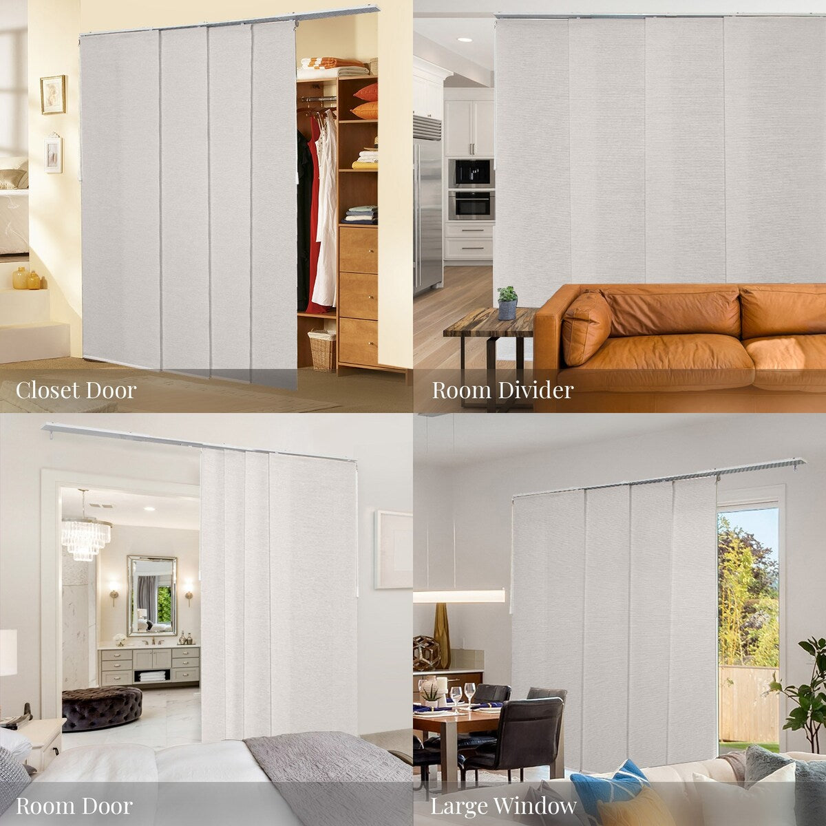 CHICOLOGY Adjustable Sliding Panels, 4-Rail Track, Vertical Blinds, Pation Door Curtain, Room Divider