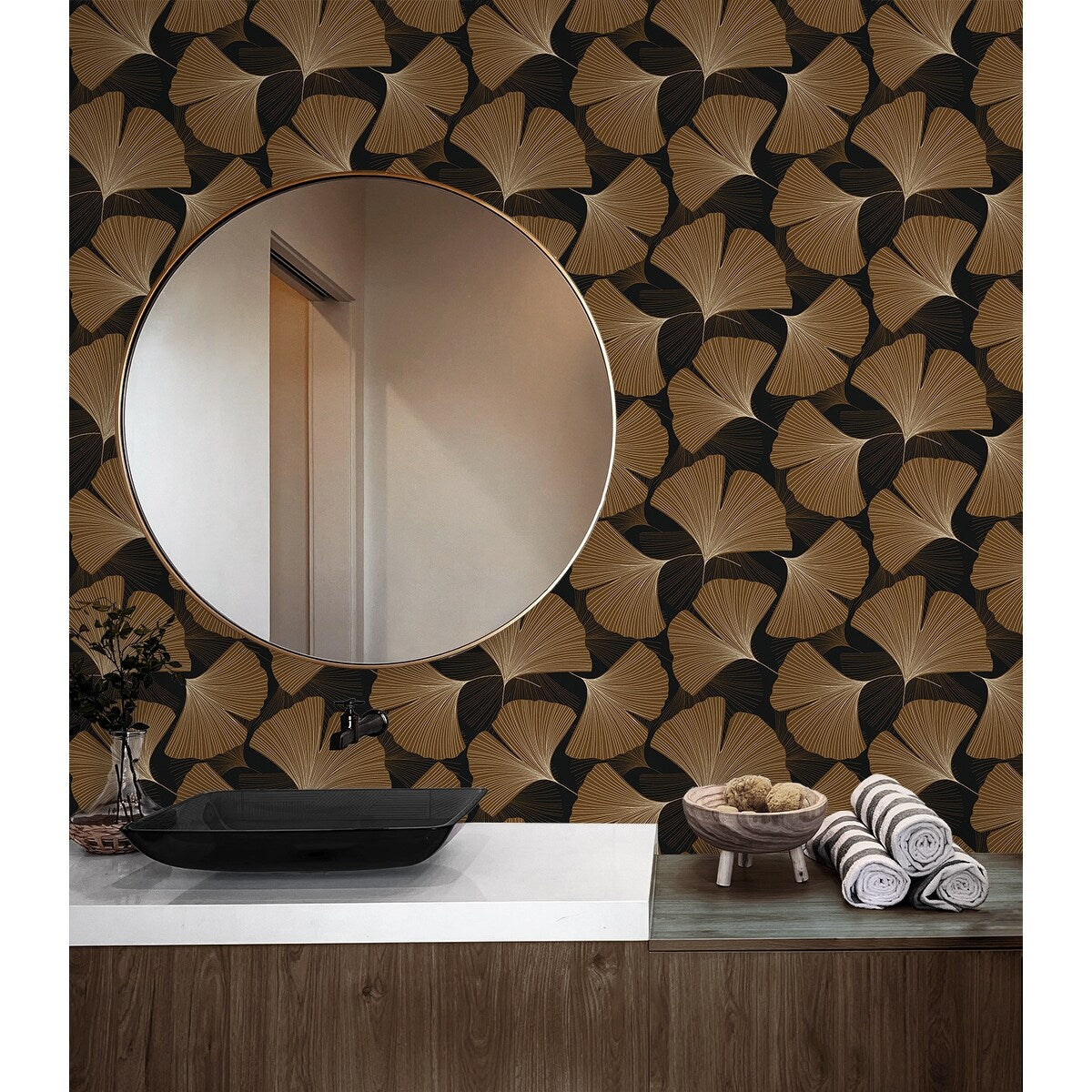 NextWall Tossed Ginkgo Leaf Peel and Stick Wallpaper