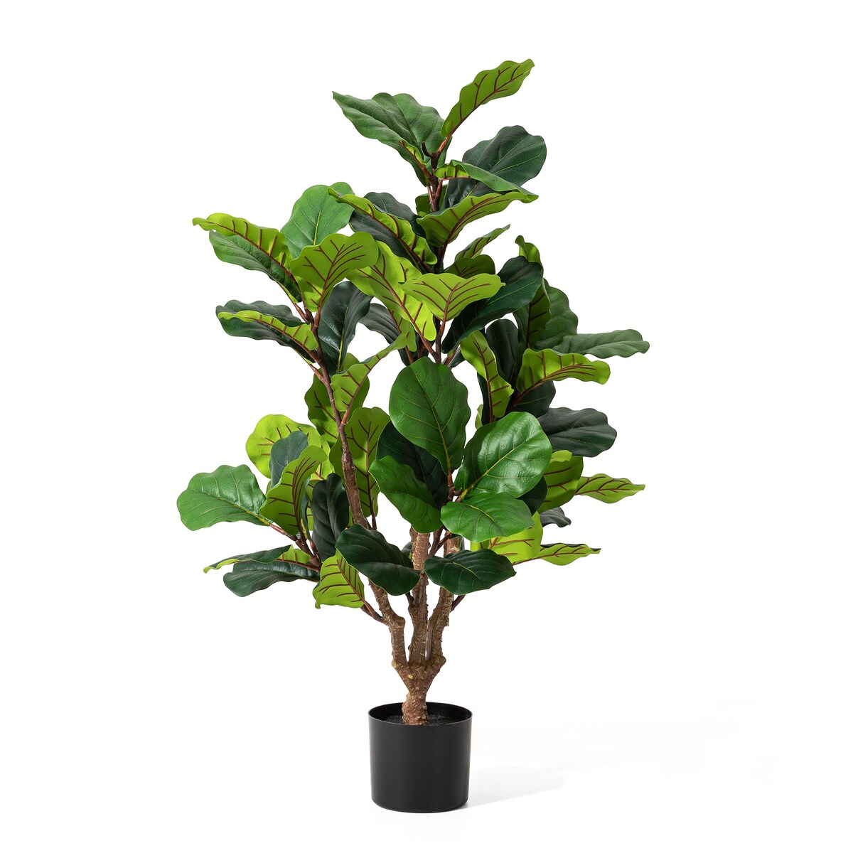 Glitzhome 3.5ft 41.25H Potted Real Touch Fiddle Leaf Fig Faux Tree - 23.5D x 41.25H