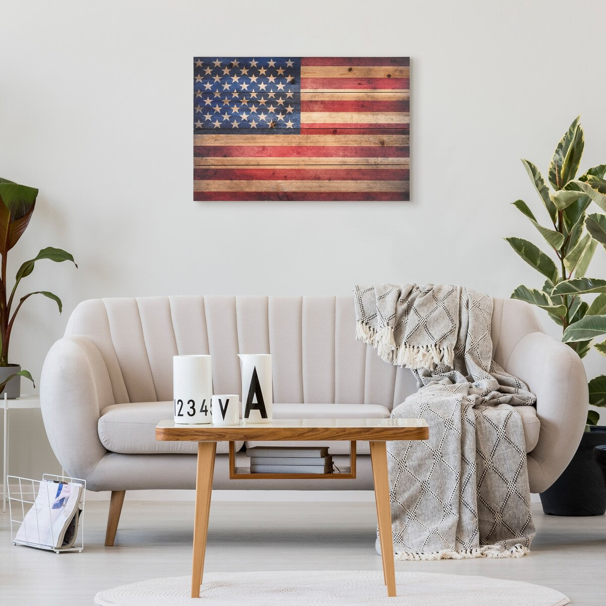 American Flag Solid Fir Wood Plank Wall Art