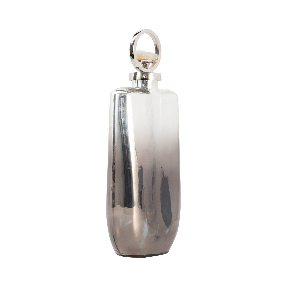 Sagebrook Home Modern Metallic Glass Bottle With Crystal Stone Top