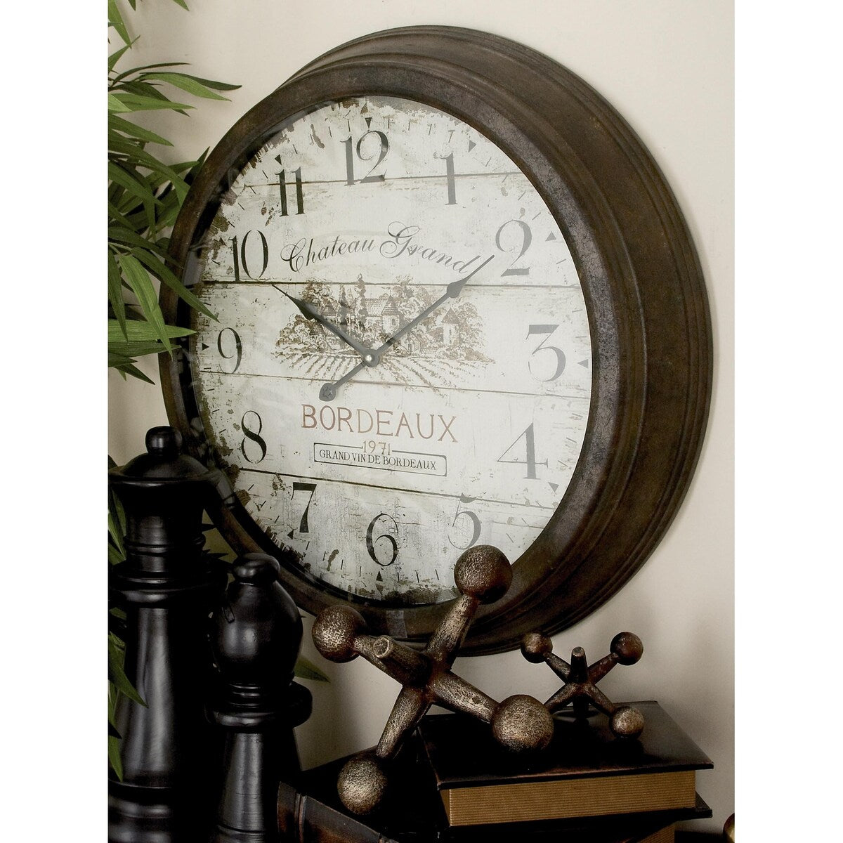 Metal Decorative Wall Clock with Bordeaux - Roche River Decor