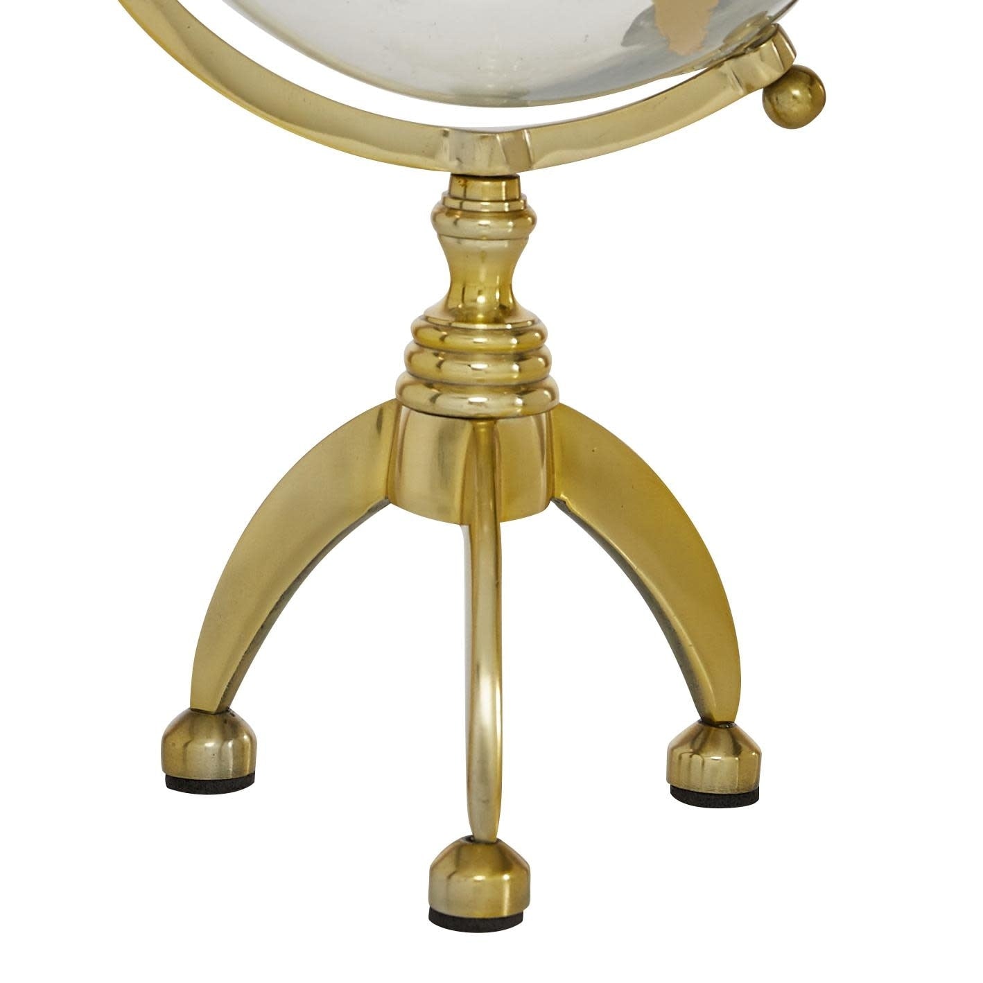 Aluminum Metal Globe with Tripod Base - Silver or Gold - Roche River Decor