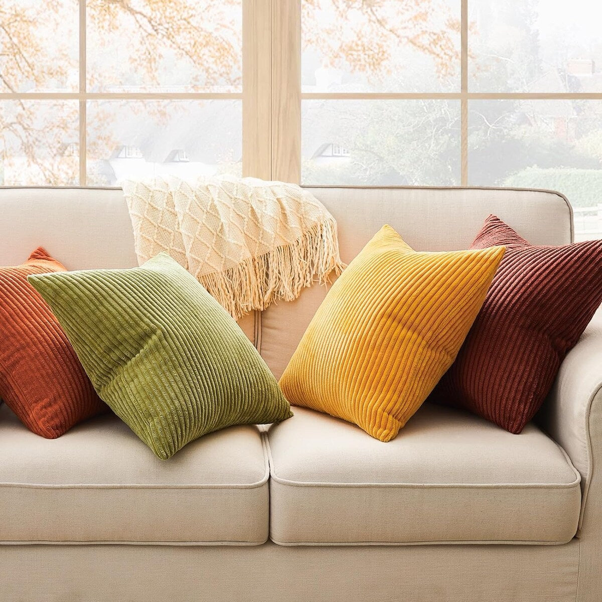 Fall Burnt Orange Decorative Throw Pillows Covers Set of 4 Gradient