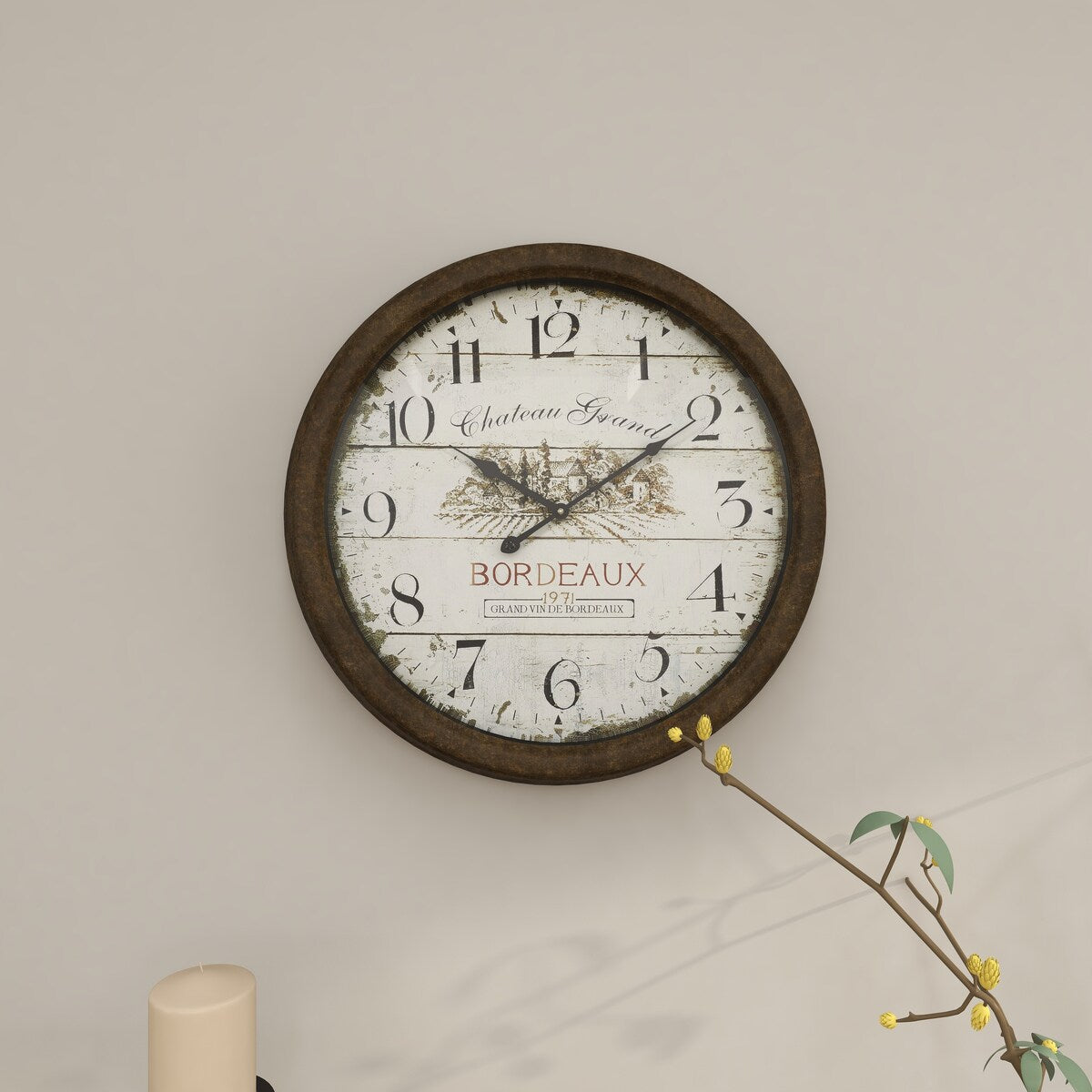 Metal Decorative Wall Clock with Bordeaux - Roche River Decor