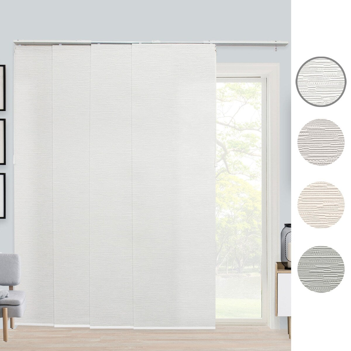 CHICOLOGY Adjustable Sliding Panels, 4-Rail Track, Vertical Blinds, Pation Door Curtain, Room Divider