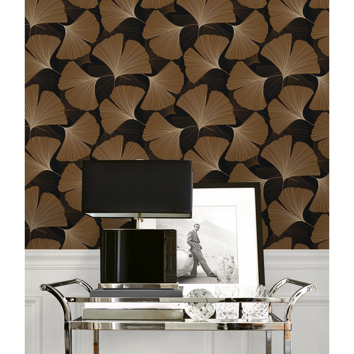 NextWall Tossed Ginkgo Leaf Peel and Stick Wallpaper