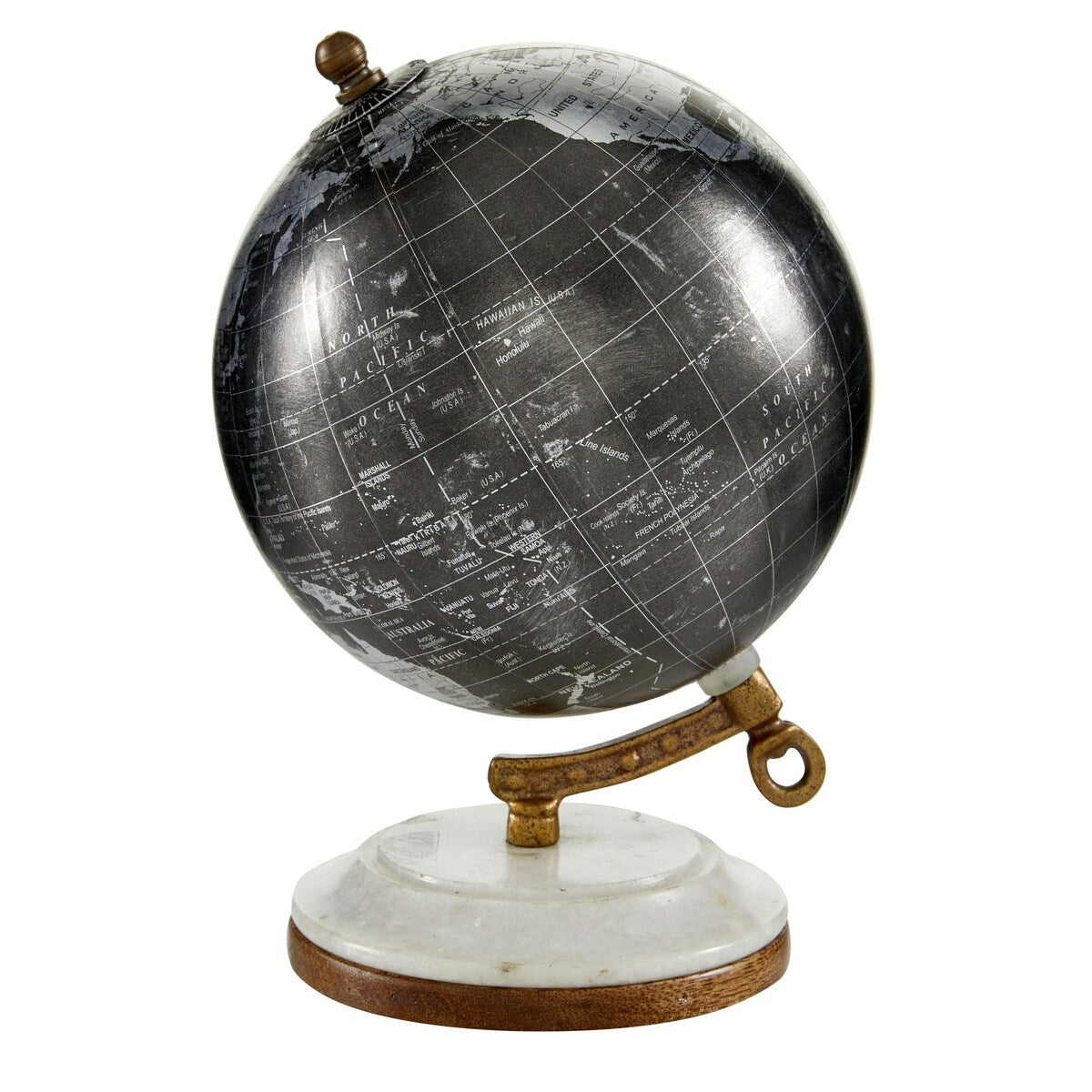 Plastic Globe with Marble Base - Black - Roche River Decor