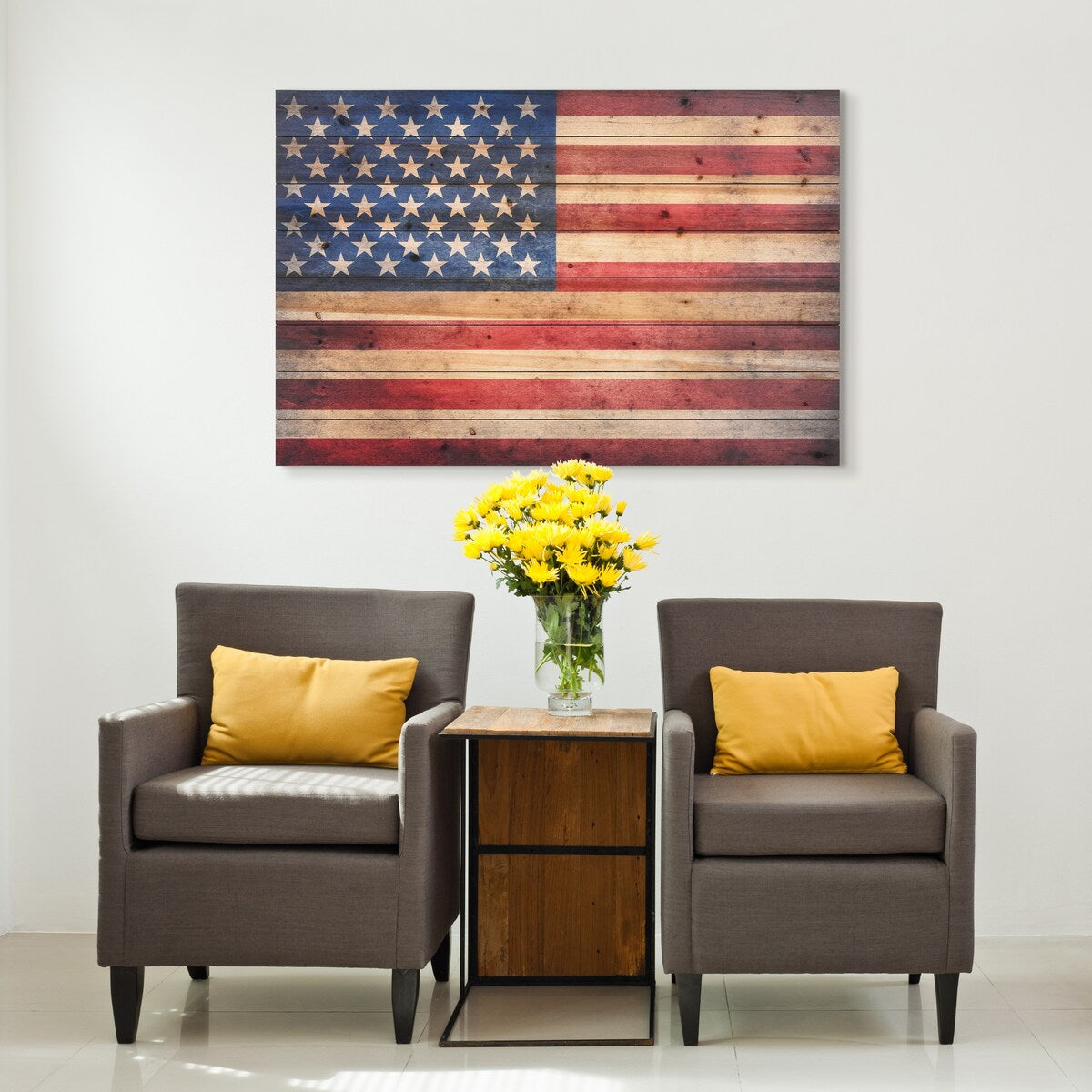 American Flag Solid Fir Wood Plank Wall Art