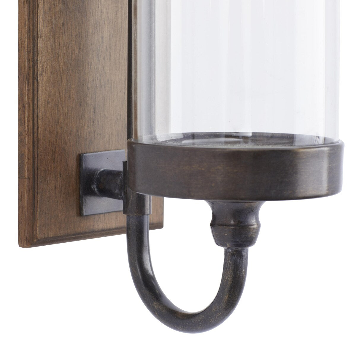 Wood Wall Sconce with Glass Holder - Brown - Roche River Decor