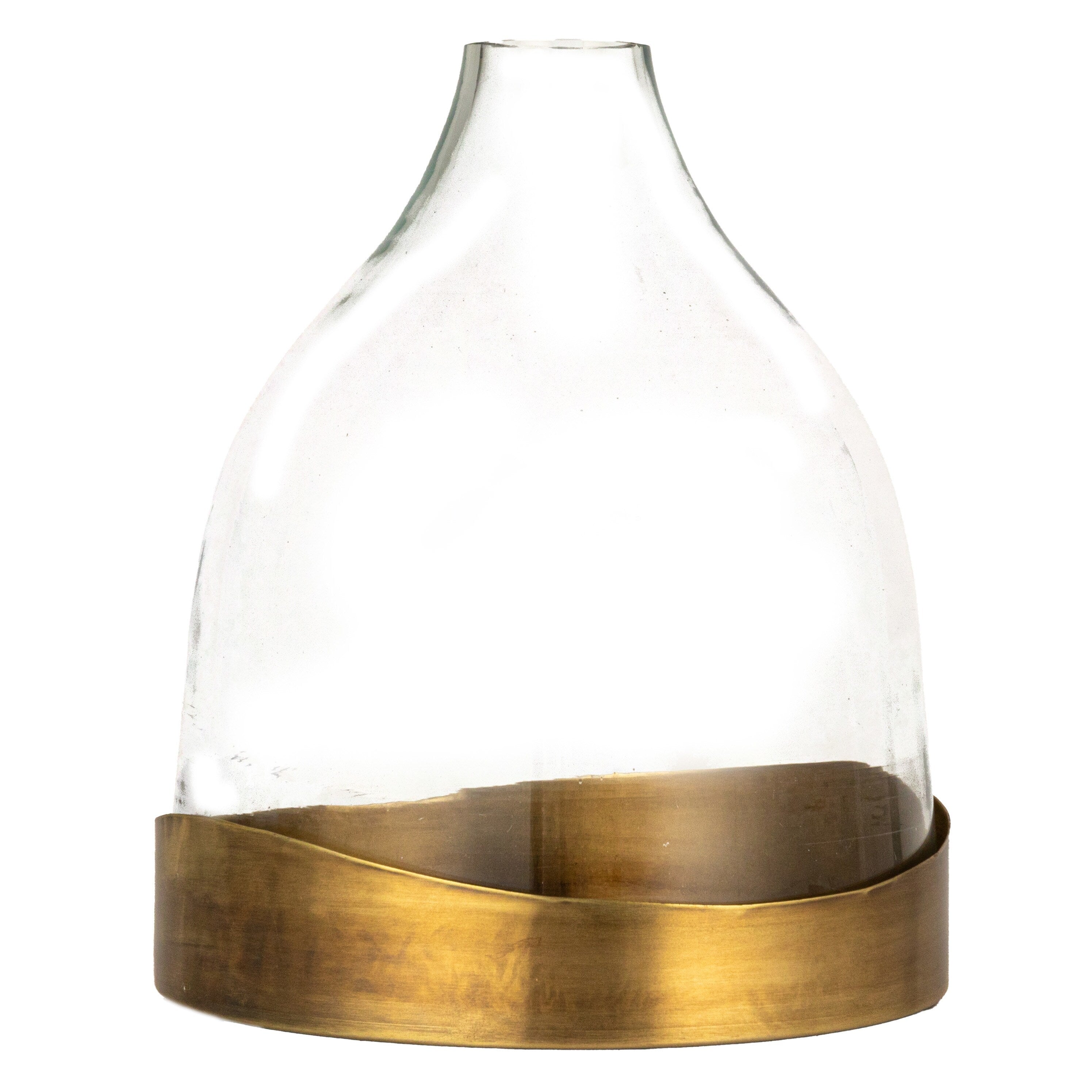 Decorative Glass Cloche with Metal Tray