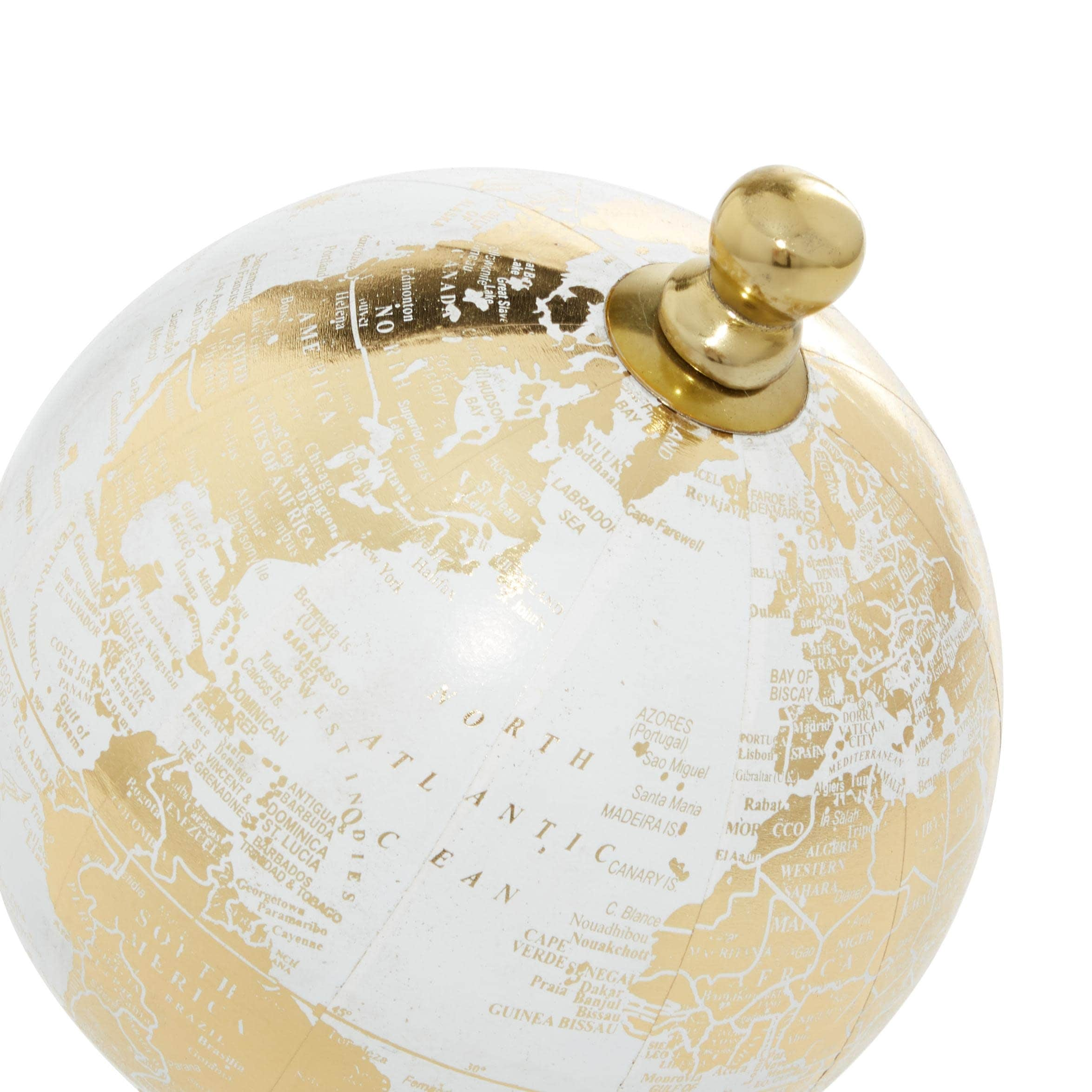 Aluminum Metal Globe with Marble Base - Blue or Gold - Roche River Decor