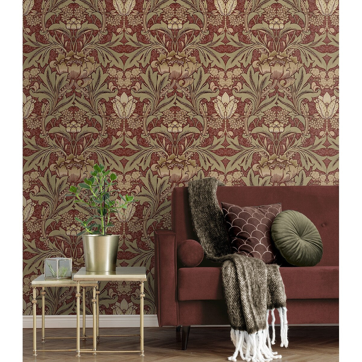 Seabrook Designs Acanthus Floral Prepasted Wallpaper