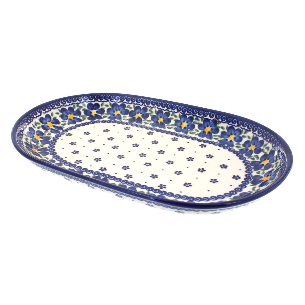 Blue Rose Polish Pottery 116 Vena Large Oval Serving Dish