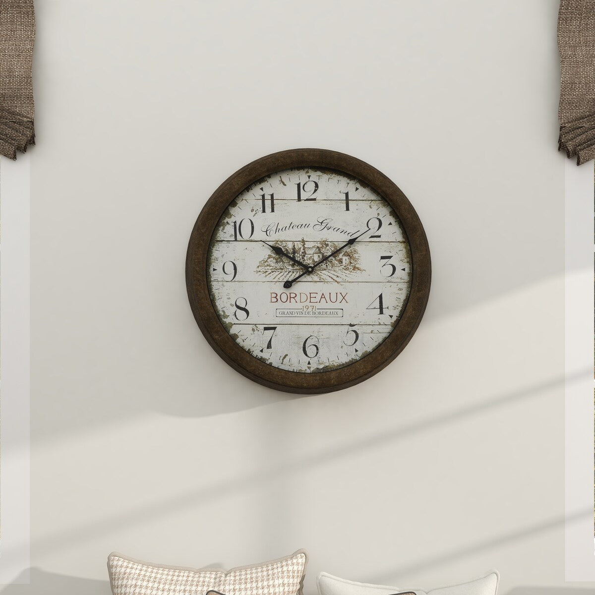 Metal Decorative Wall Clock with Bordeaux - Roche River Decor