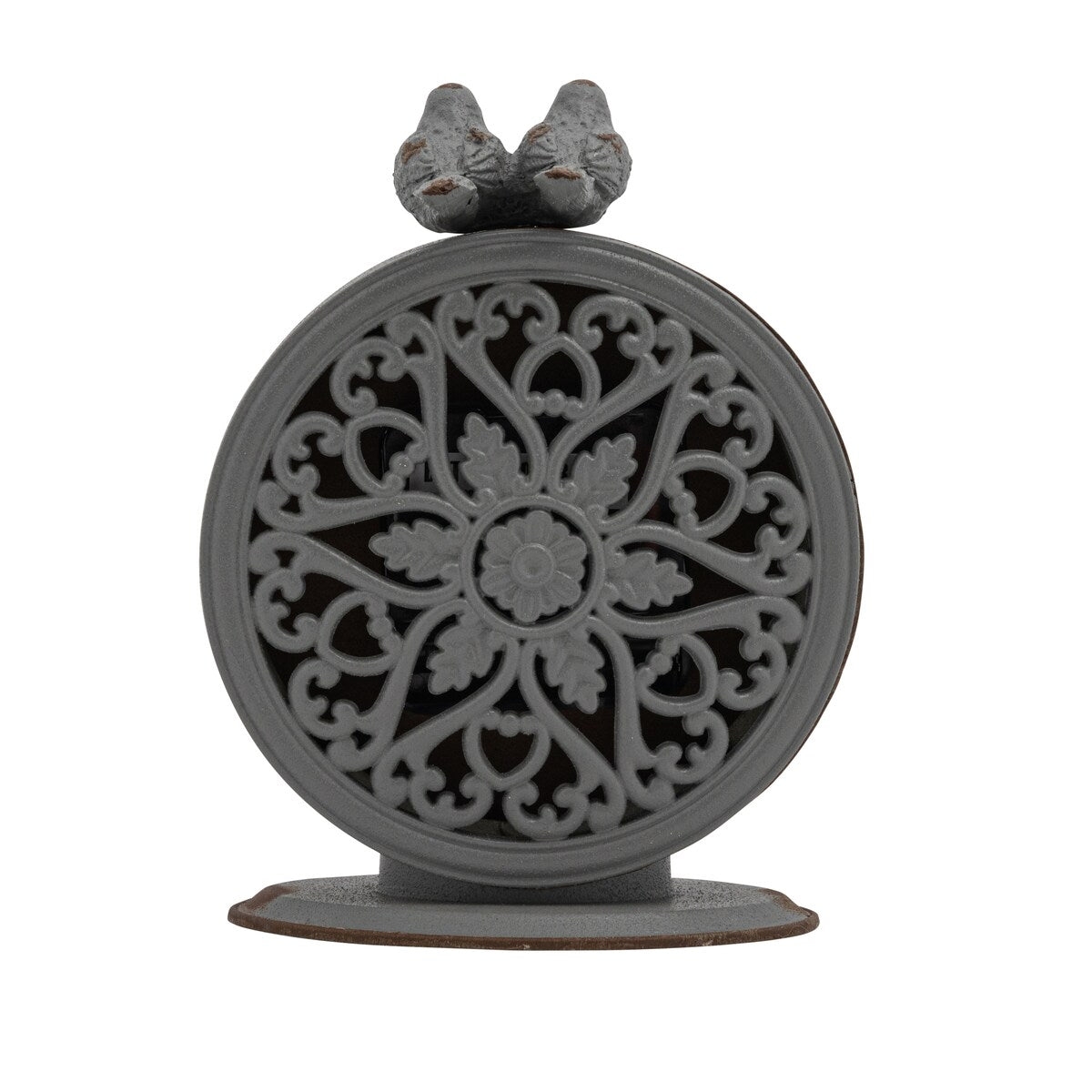 Pewter Mantel Clock with Birds