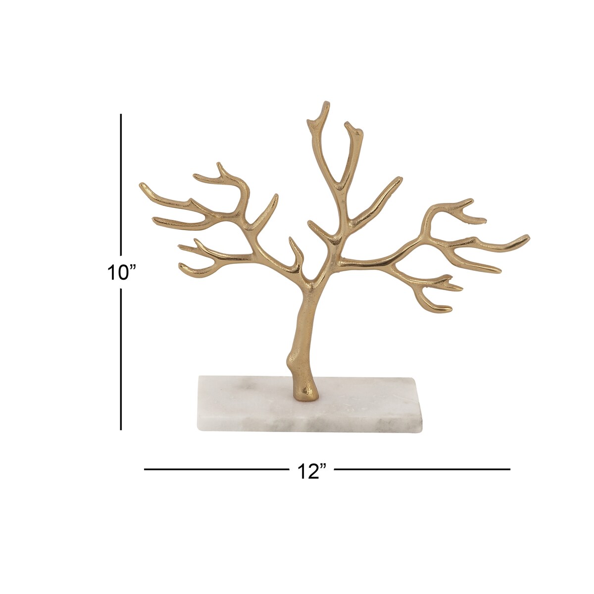 Marble Tree Jewelry Stand with Rectangular Base - Gold or Silver - CosmoLiving by Cosmopolitan