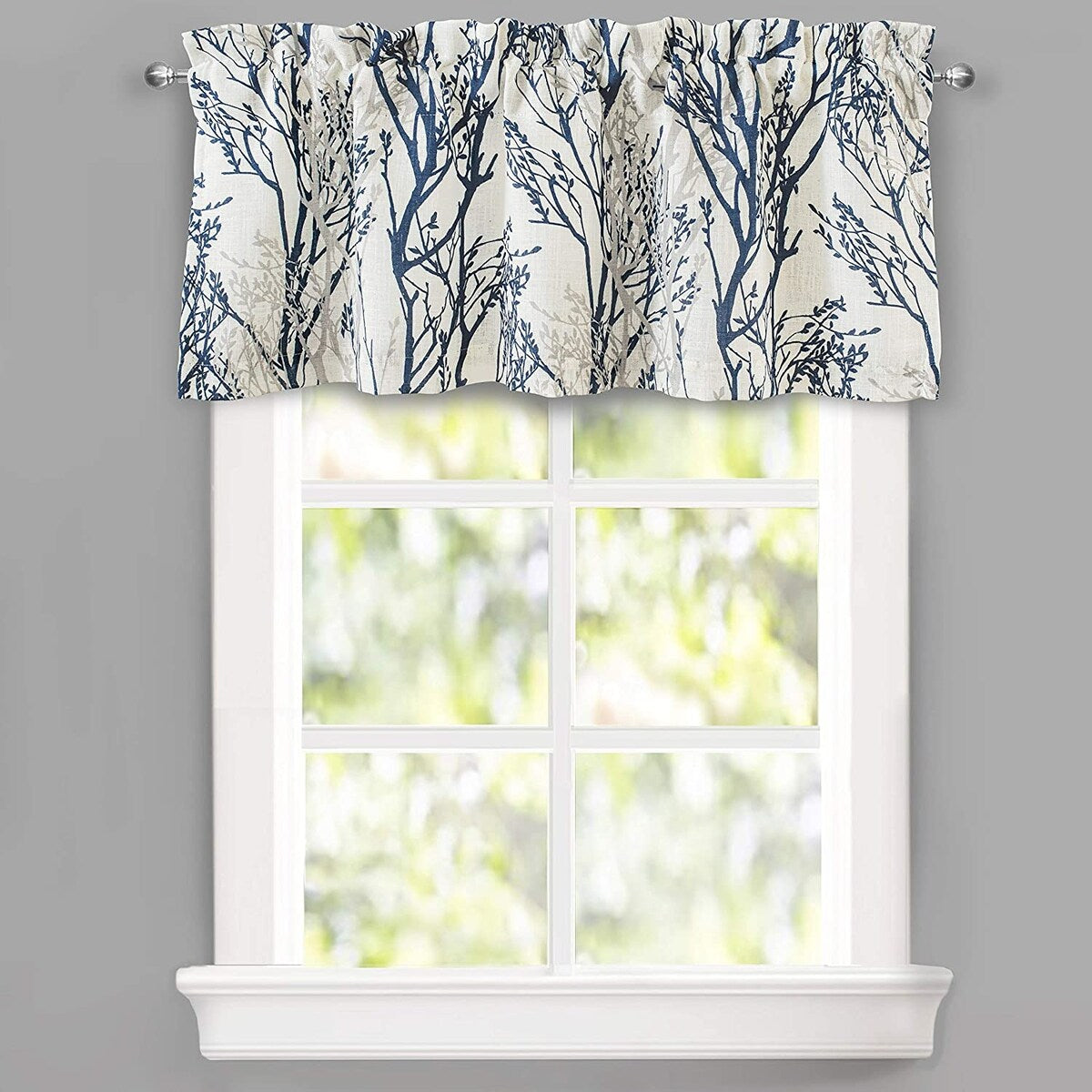 DriftAway Tree Branch Linen Blend Abstract Ink Printing Lined Window Curtain Valance