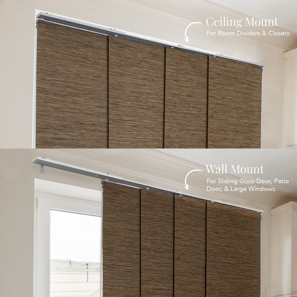 CHICOLOGY Adjustable Sliding Panels, 4-Rail Track, Vertical Blinds, Pation Door Curtain, Room Divider