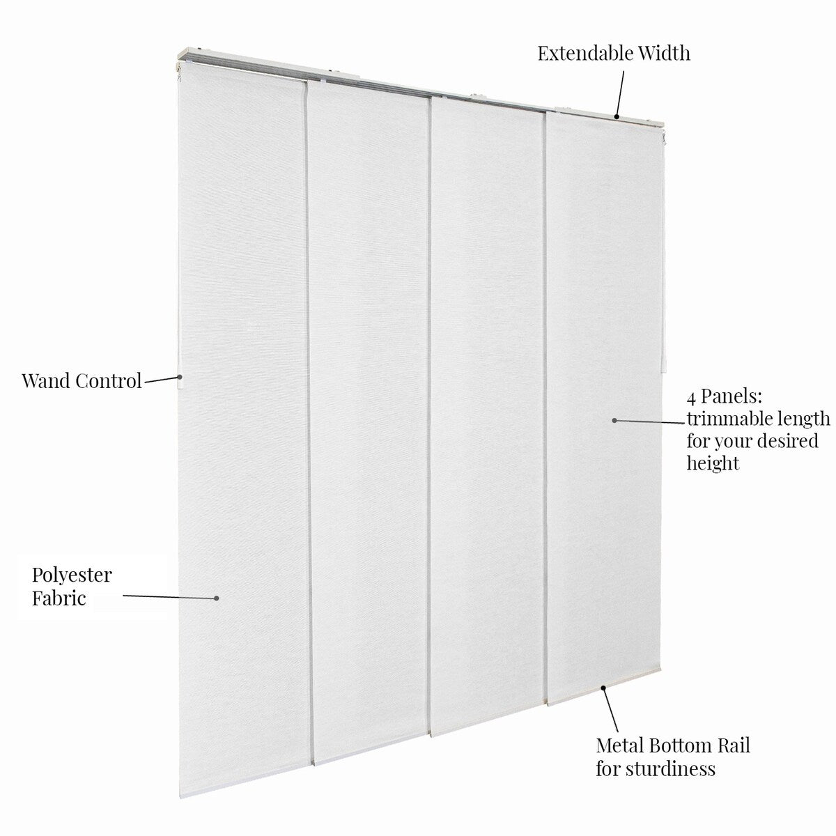 CHICOLOGY Adjustable Sliding Panels, 4-Rail Track, Vertical Blinds, Pation Door Curtain, Room Divider