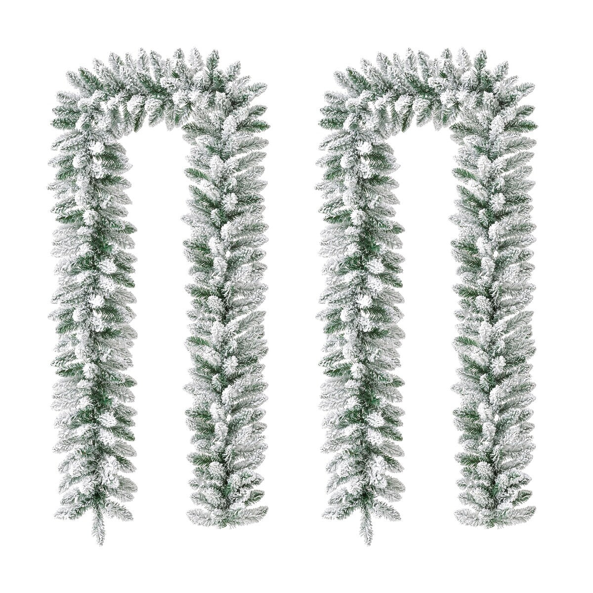 Glitzhome 2pk 6ft Pre-Lit Pinecones or Snow Flocked Christmas Garland, with Warm White LED Lights and Timer