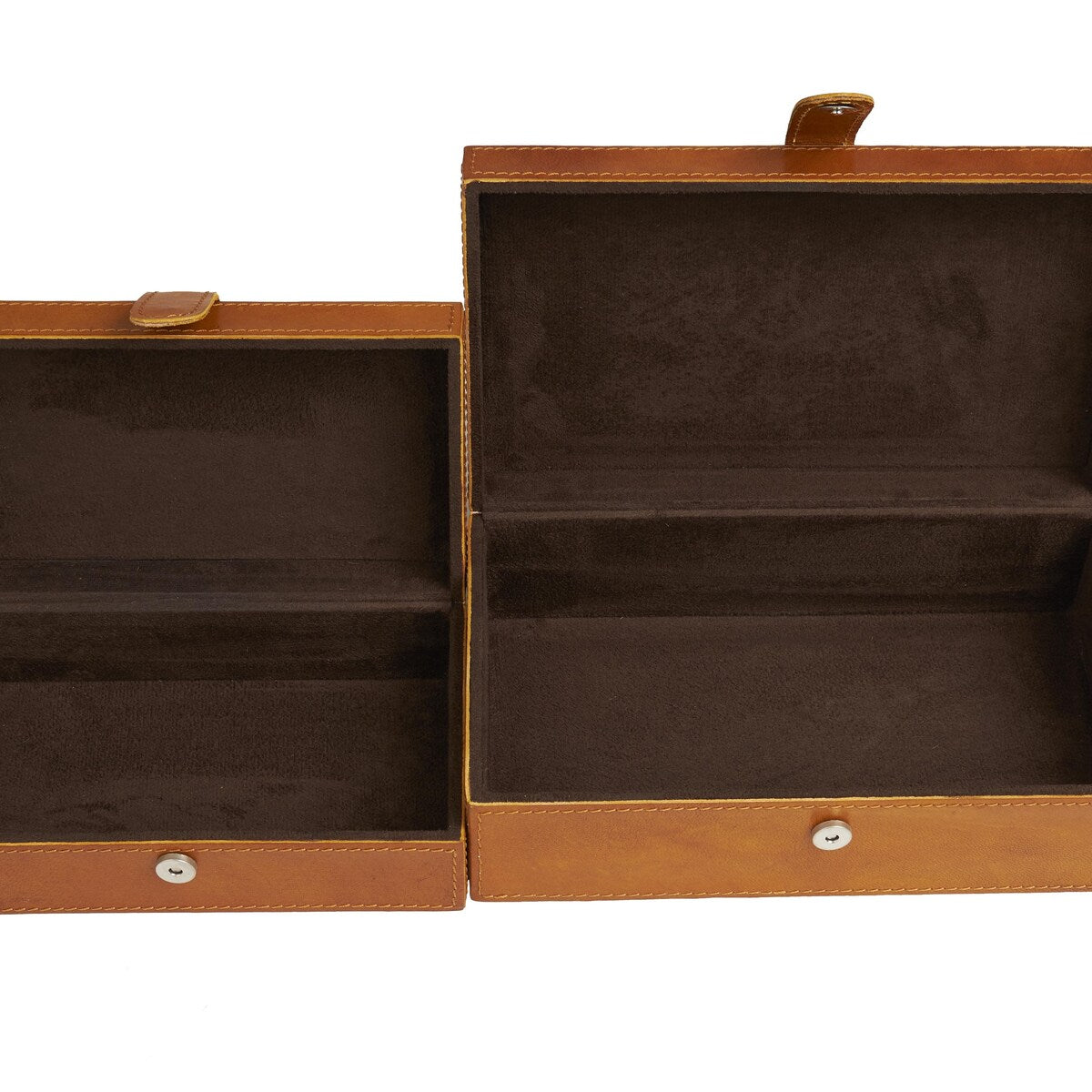 Leather Handmade Decorative Box with Hinged Lid - Set of 2 Gray, Brown or Dark Brown - Roche River Decor