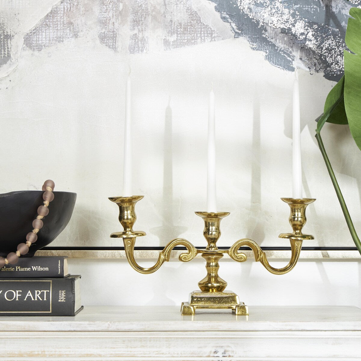 Aluminum Metal Scrolled Candelabra - Gold or Silver - The Novogratz