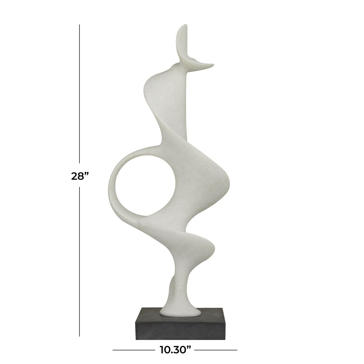 Polystone Abstract Decorative Sculpture with Black Base - White - Roche River Decor