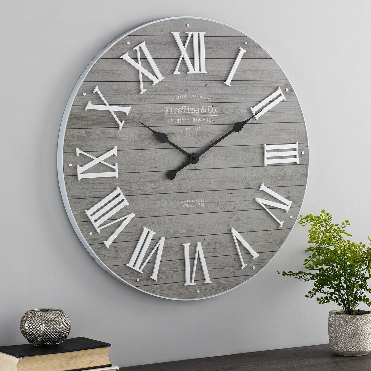 FirsTime & Co. Emmett Farmhouse Shiplap 27-in. Round Wall Clock