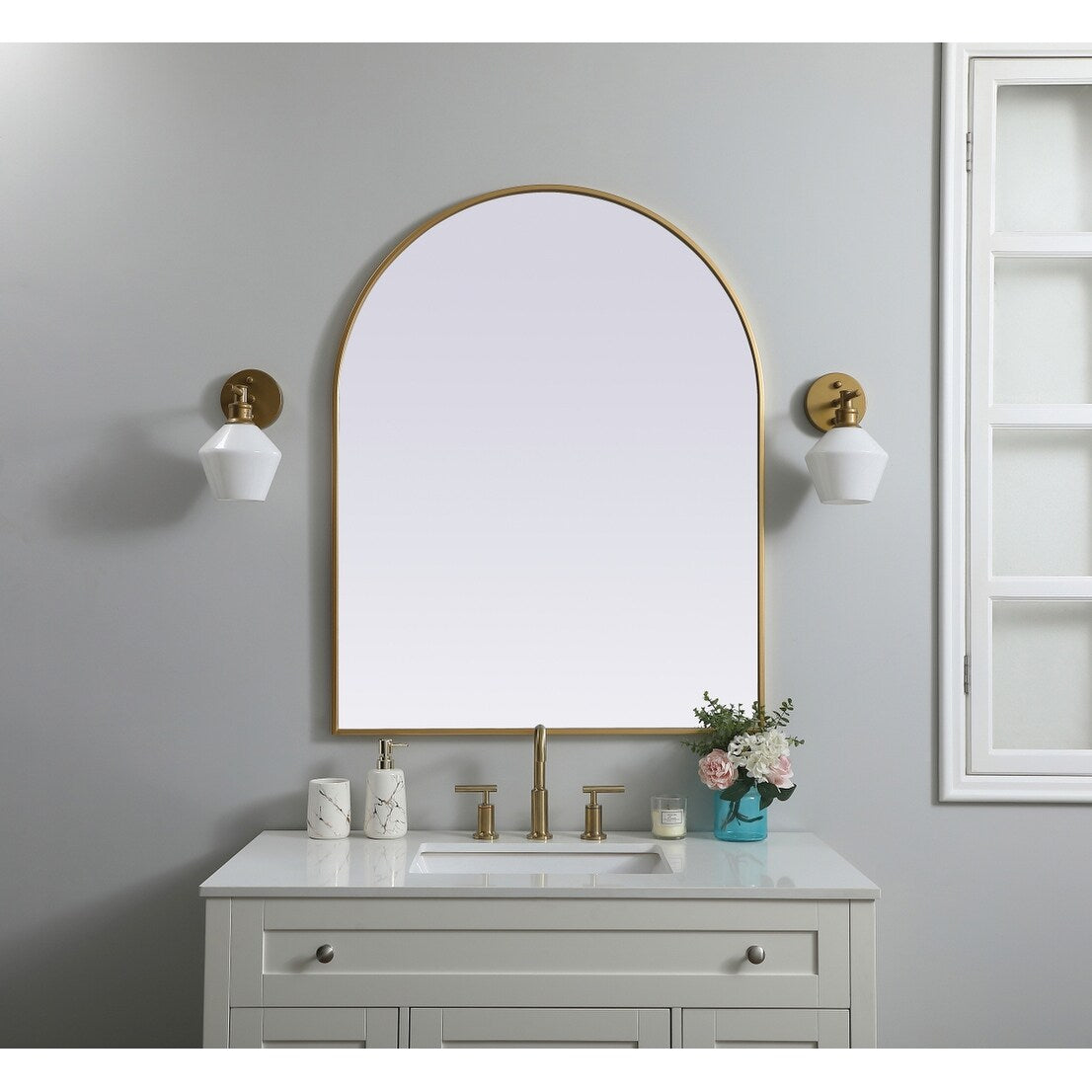 Indigo Home Metal Frame Arch Mirror 33x42 Inch