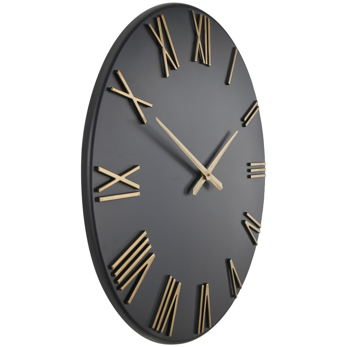 Metal Decorative Wall Clock with Gold Hands and Numbers - Black or White - Roche River Decor