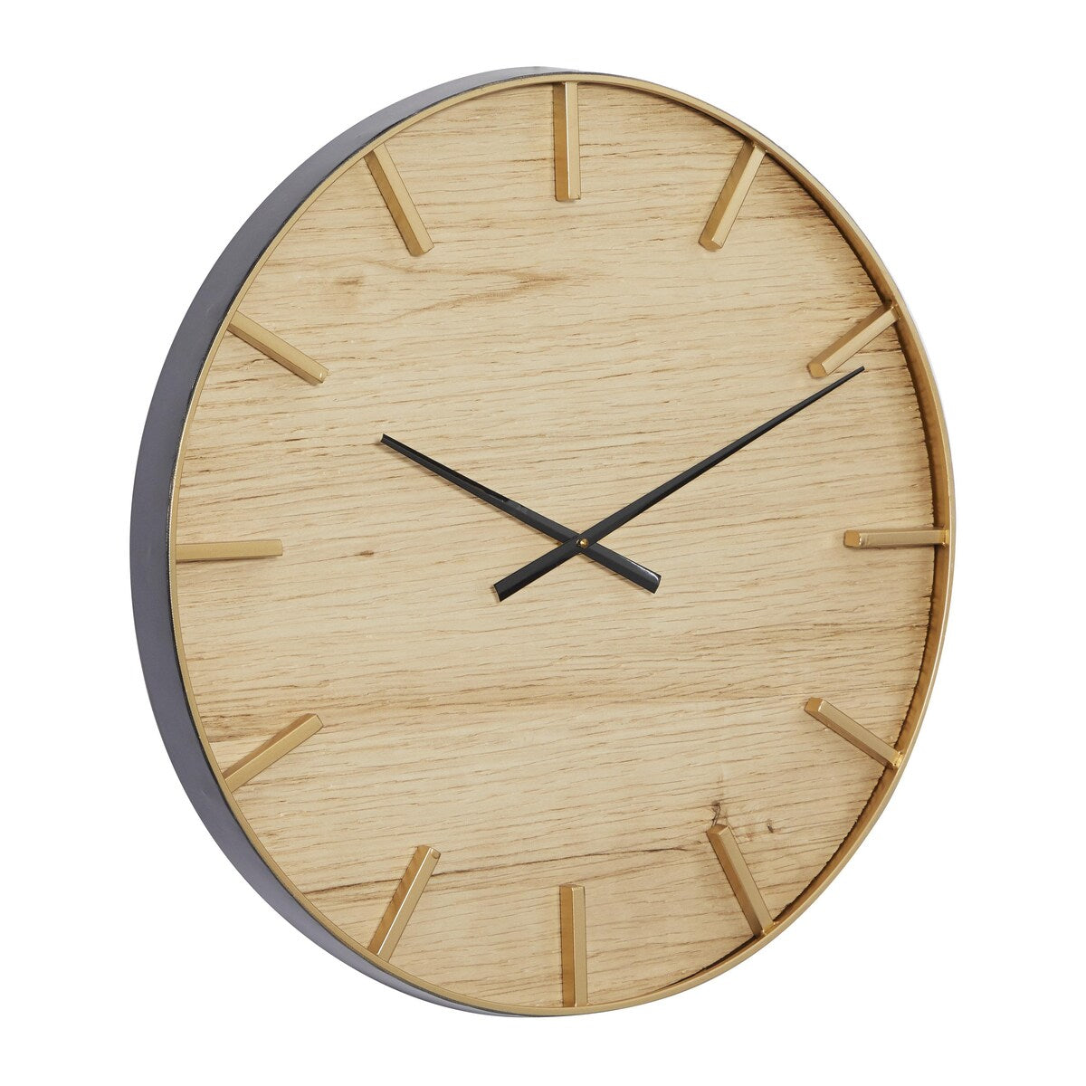 Wooden Decorative Wall Clock with Gold accents - Brown - Roche River Decor