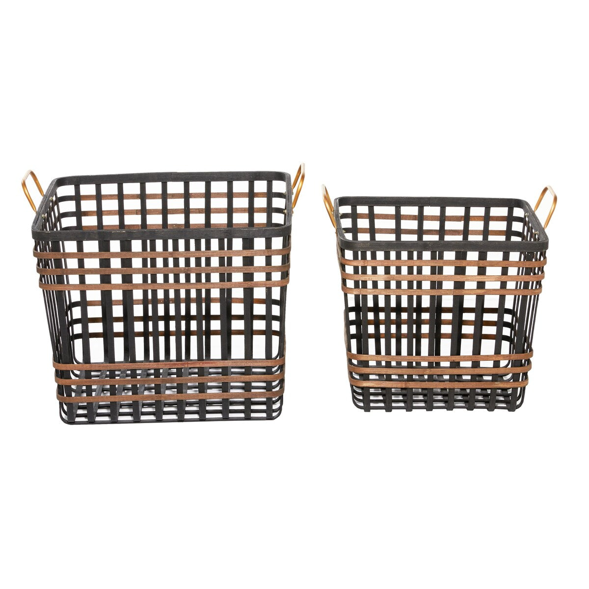 Seagrass Decorative and Functional Storage Basket with Handles - Set of 2 Black - Roche River Decor