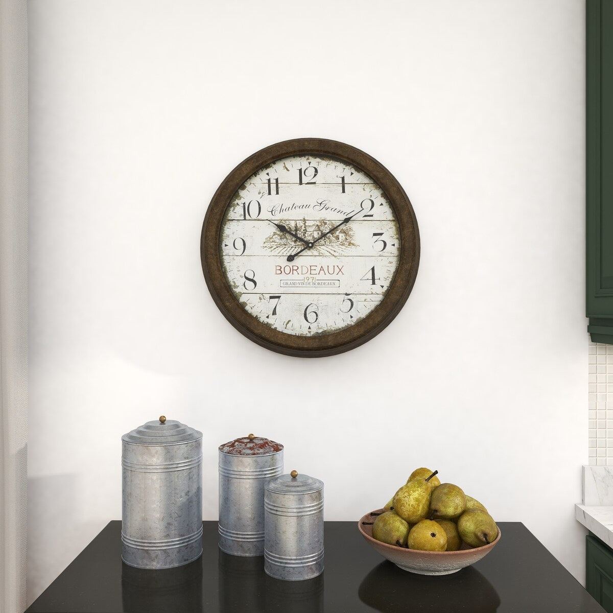 Metal Decorative Wall Clock with Bordeaux - Roche River Decor