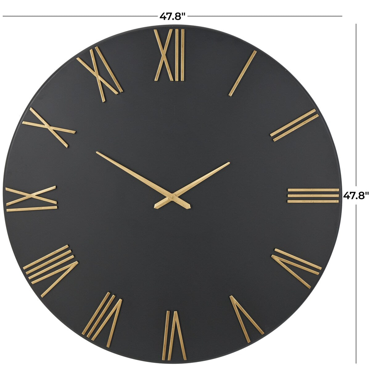 Metal Decorative Wall Clock with Gold Hands and Numbers - Black or White - Roche River Decor