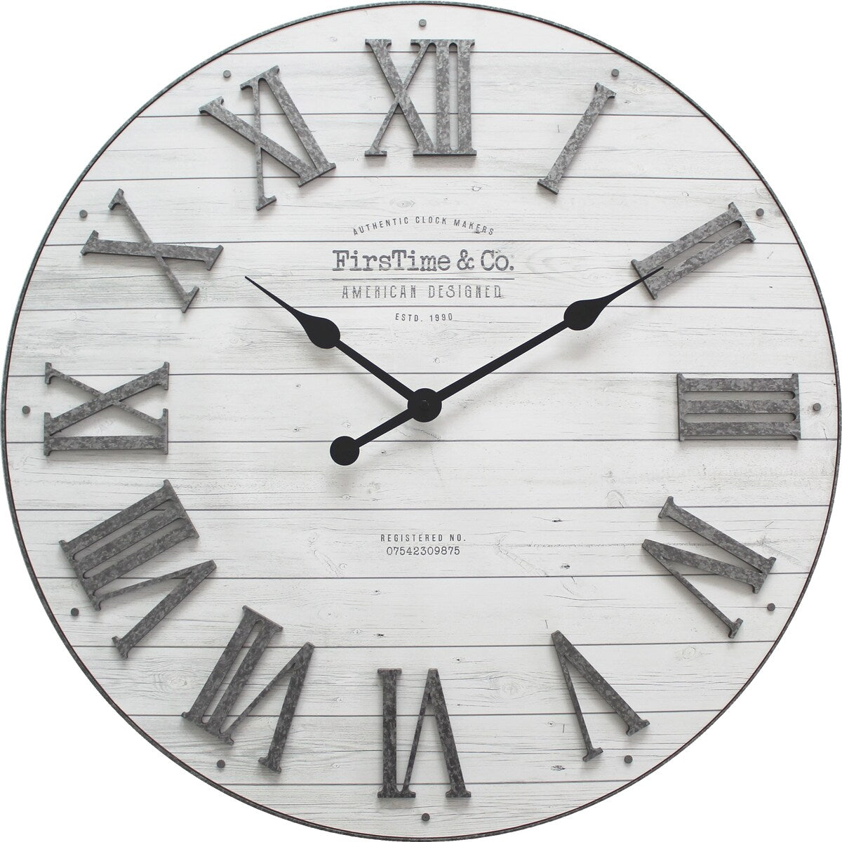 FirsTime & Co. Emmett Farmhouse Shiplap 27-in. Round Wall Clock