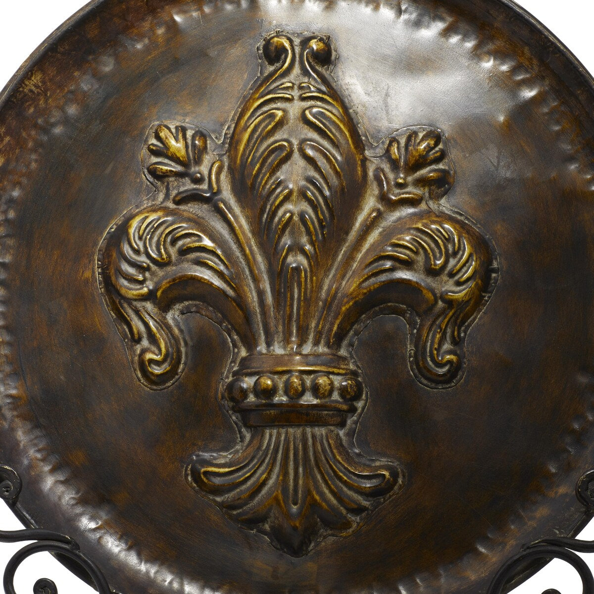 Metal Fleur De Lis Embossed Detail Charger with Stand - Brown - Roche River Decor