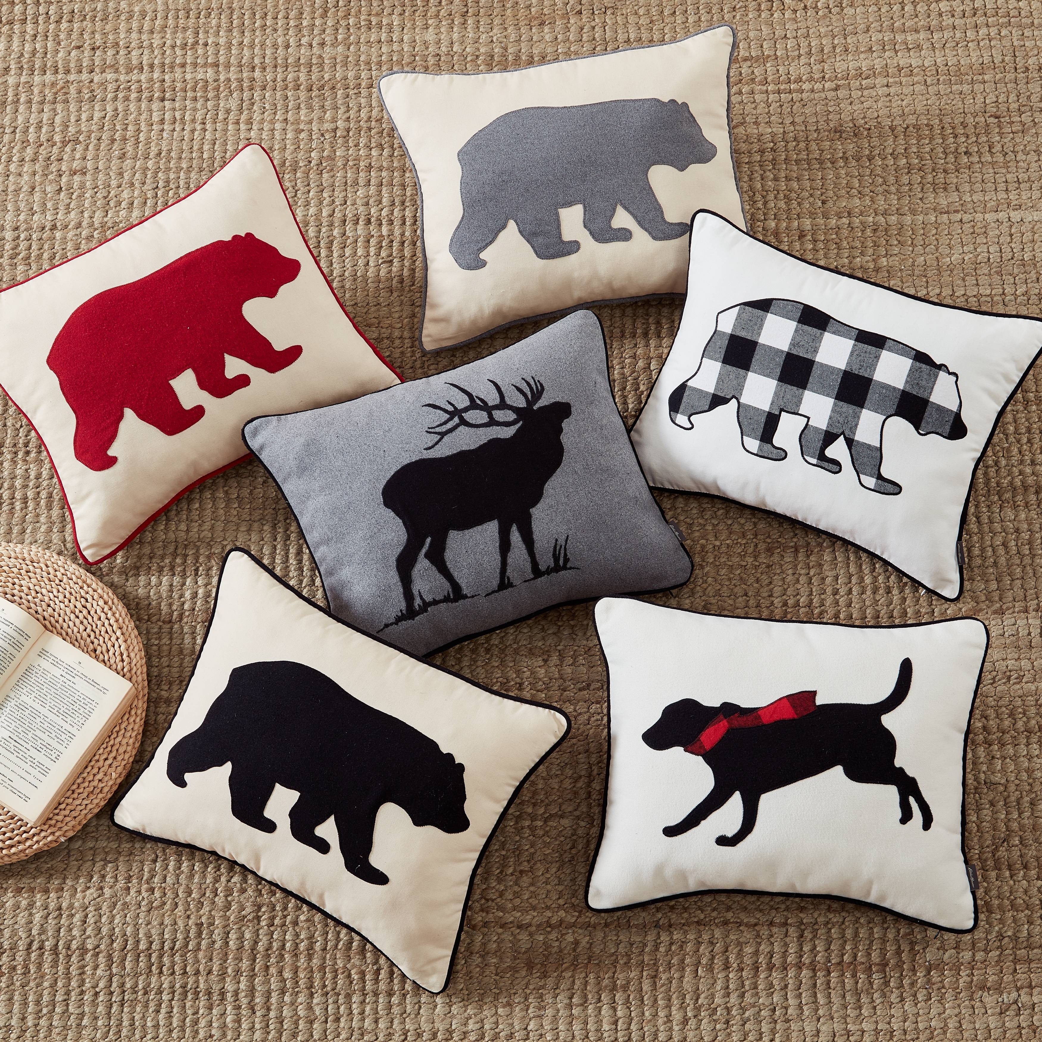 Eddie Bauer Bear Felt Decorative Throw Pillow