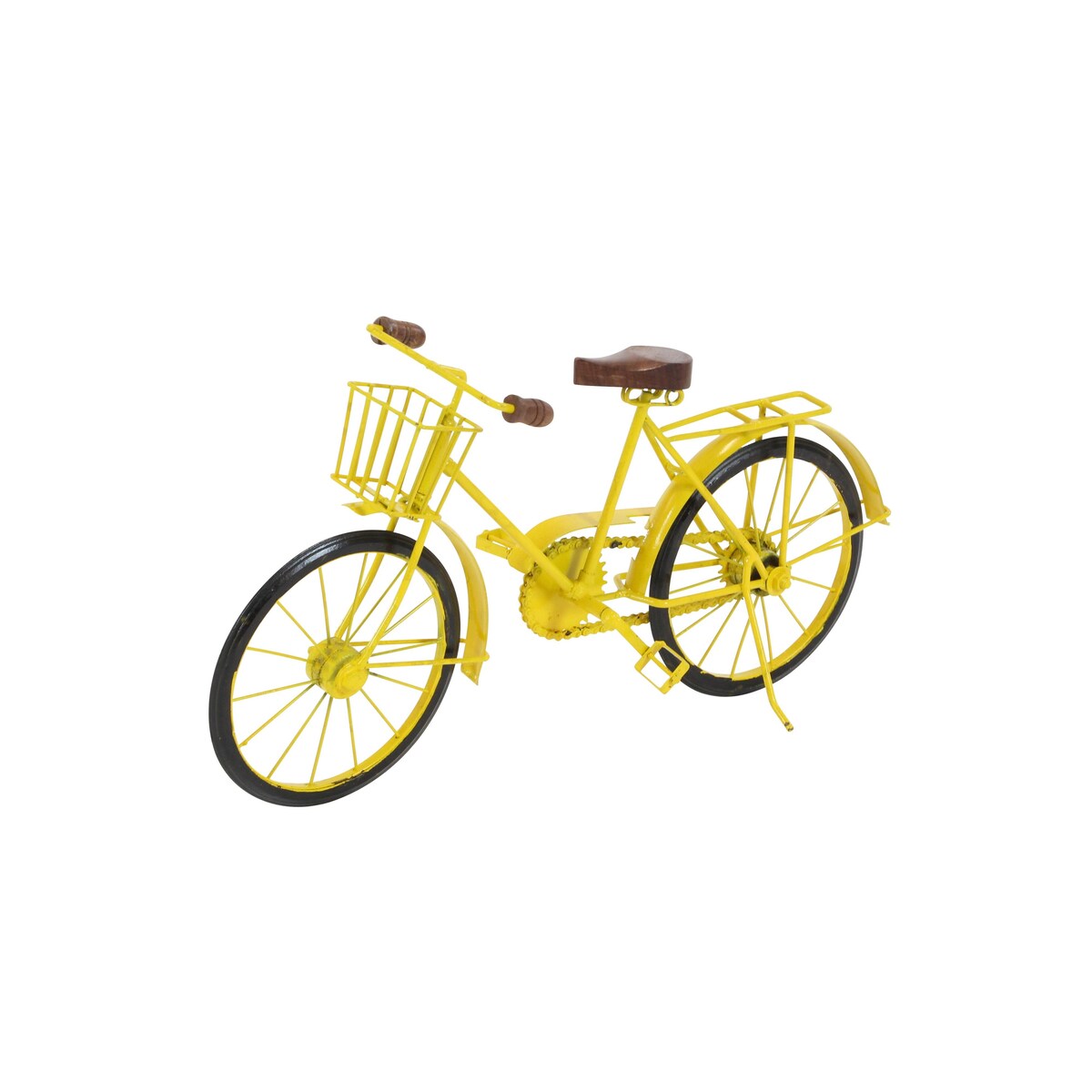 Metal Bike Decorative Sculpture with Wood Accents - Yellow or Blue - Roche River Decor