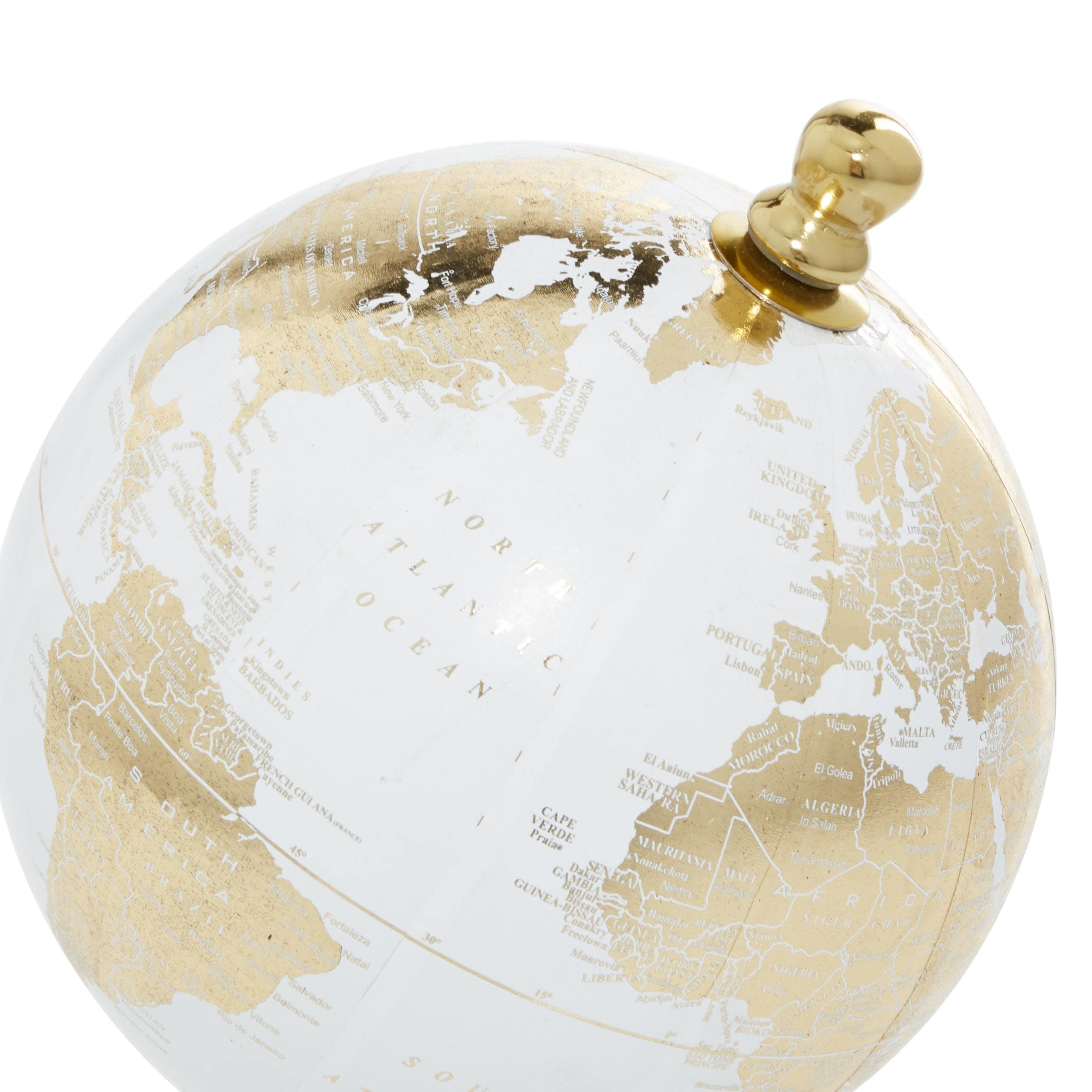 Aluminum Metal Globe with Marble Base - Blue or Gold - Roche River Decor