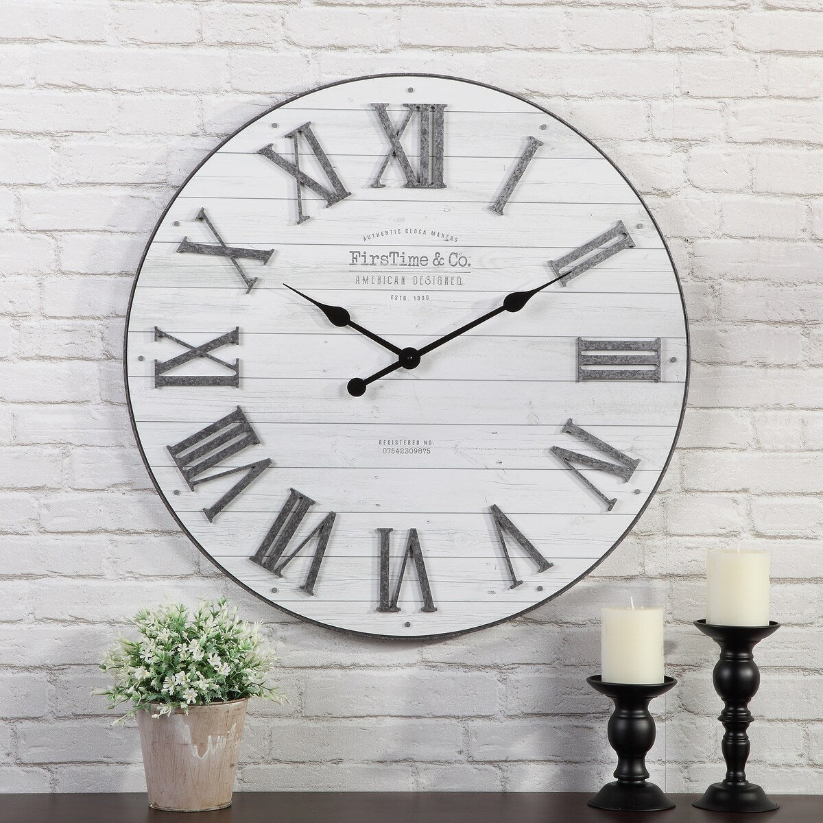 FirsTime & Co. Emmett Farmhouse Shiplap 27-in. Round Wall Clock