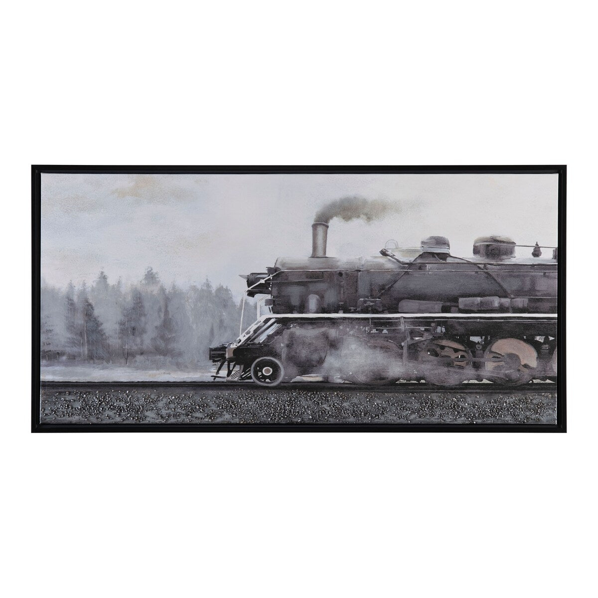 Cold Tracks Canvas Wall Art with Black Frame - Grey