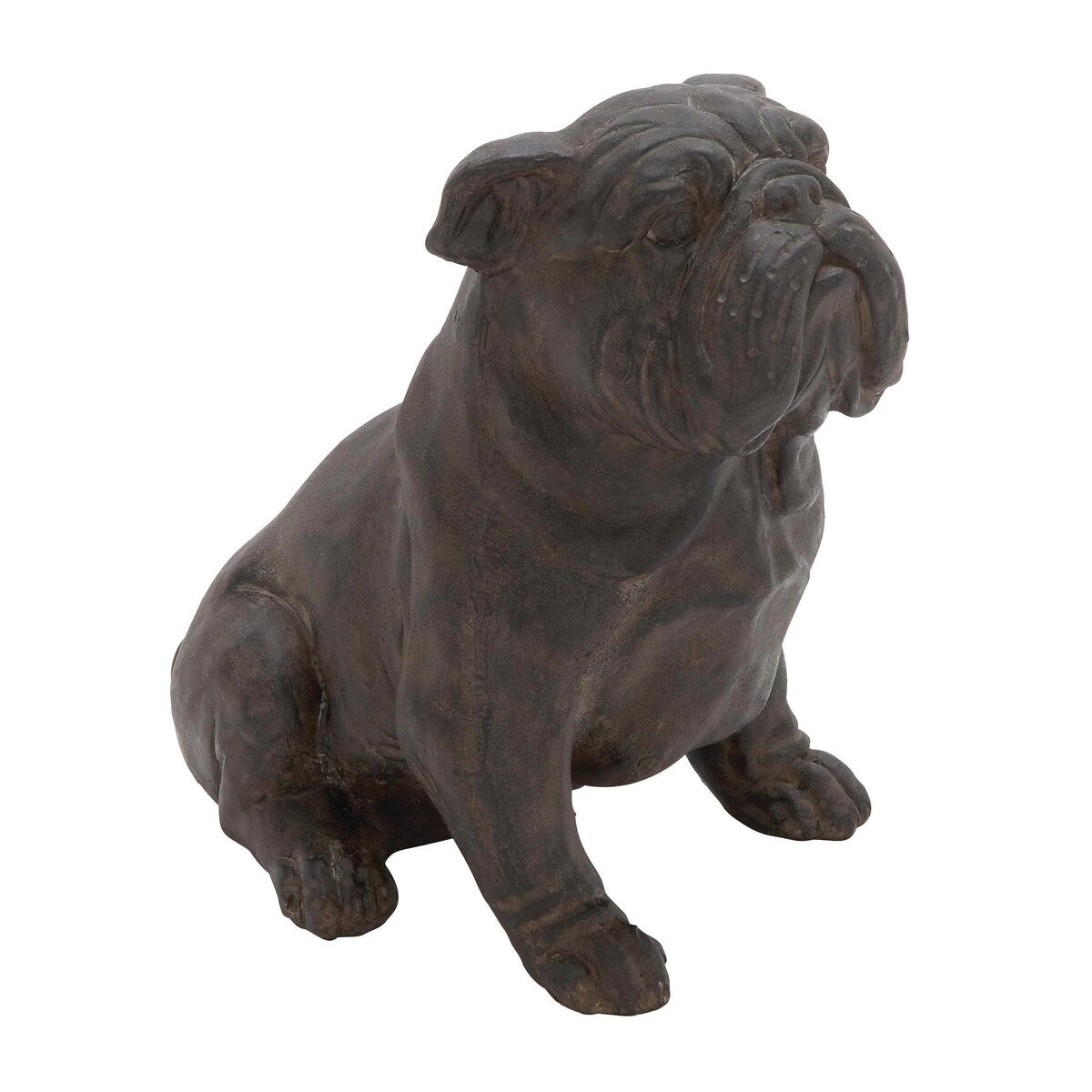 Polystone Bulldog Weathered or Distressed Sitting Decorative Sculpture - Brown - Roche River Decor