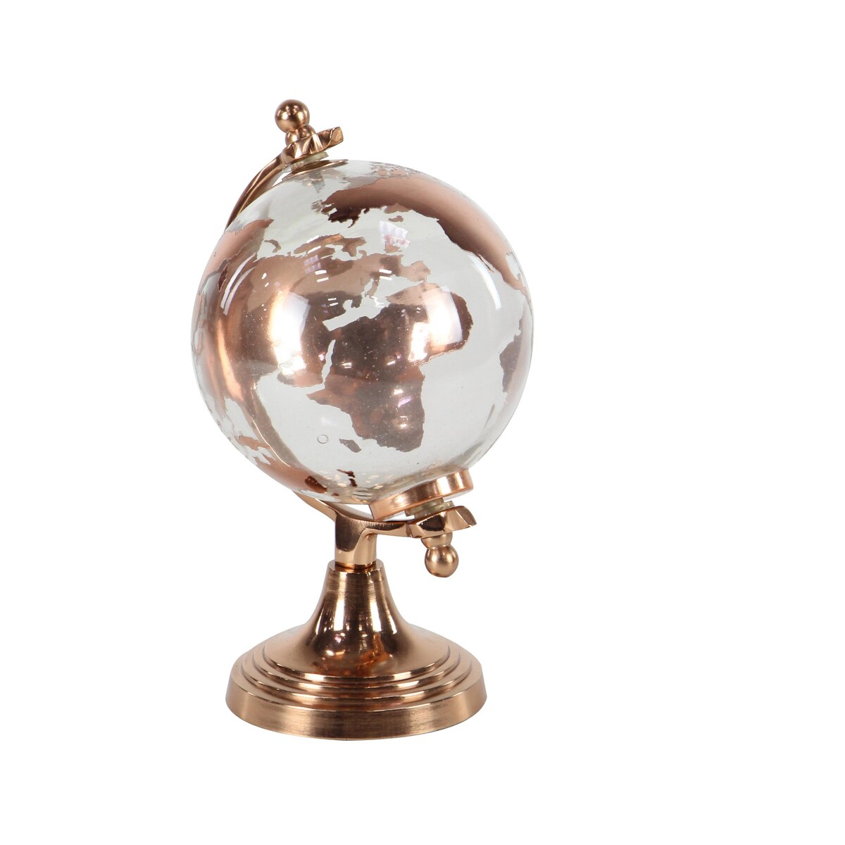 Aluminum Metal Globe with Tiered Base - Copper, Gold or Silver - Roche River Decor