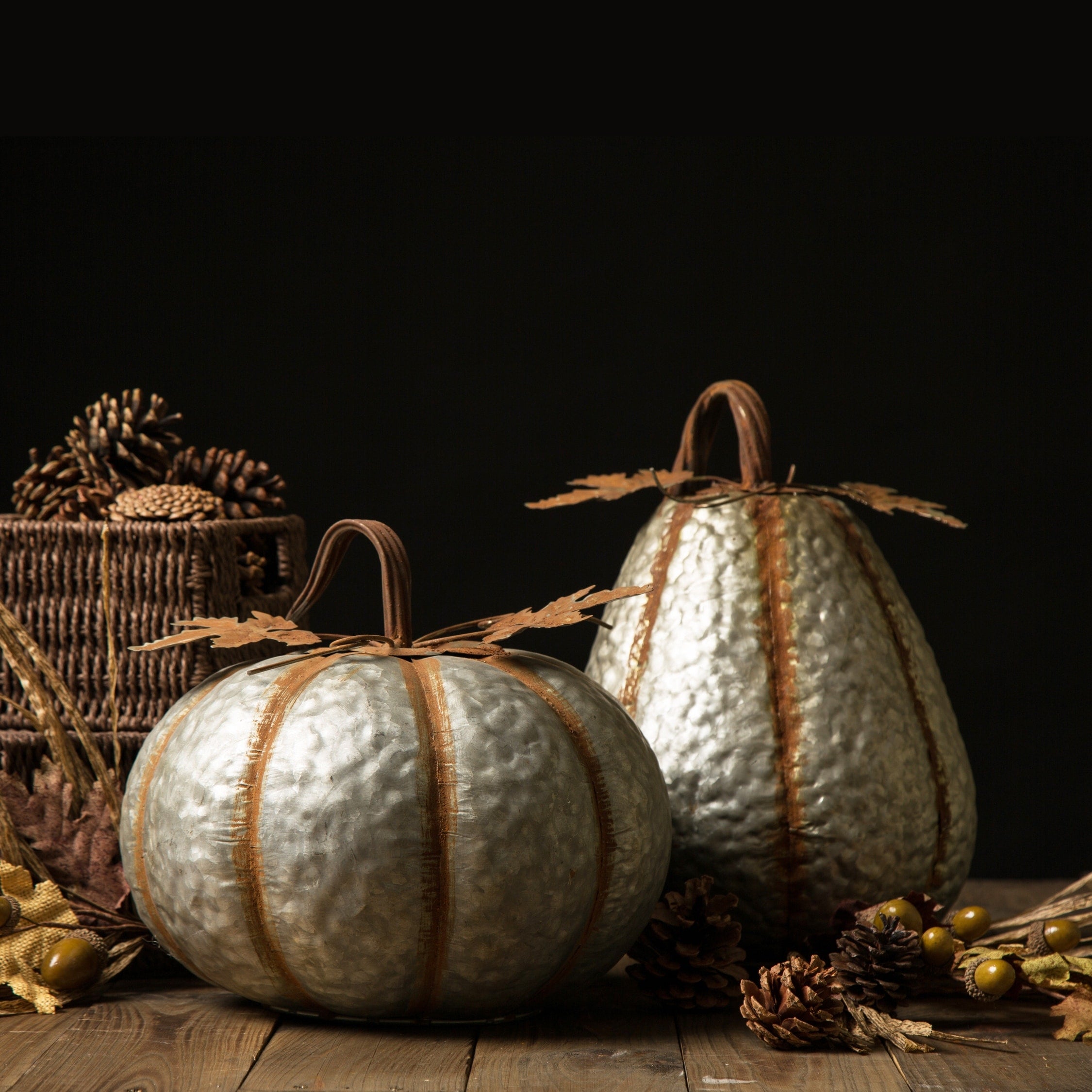 Glitzhome S/2 or S/3 Handblown Glass Pumpkins Thanksgiving Table Centerpiece Fall Harvest Gift Decor