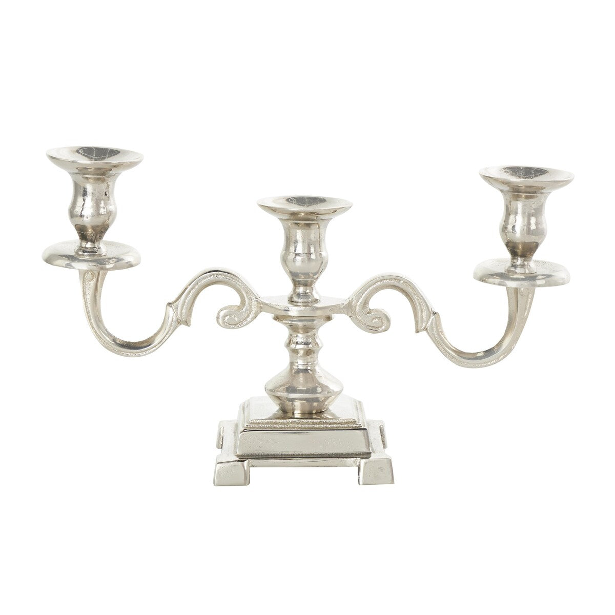 Aluminum Metal Scrolled Candelabra - Gold or Silver - The Novogratz