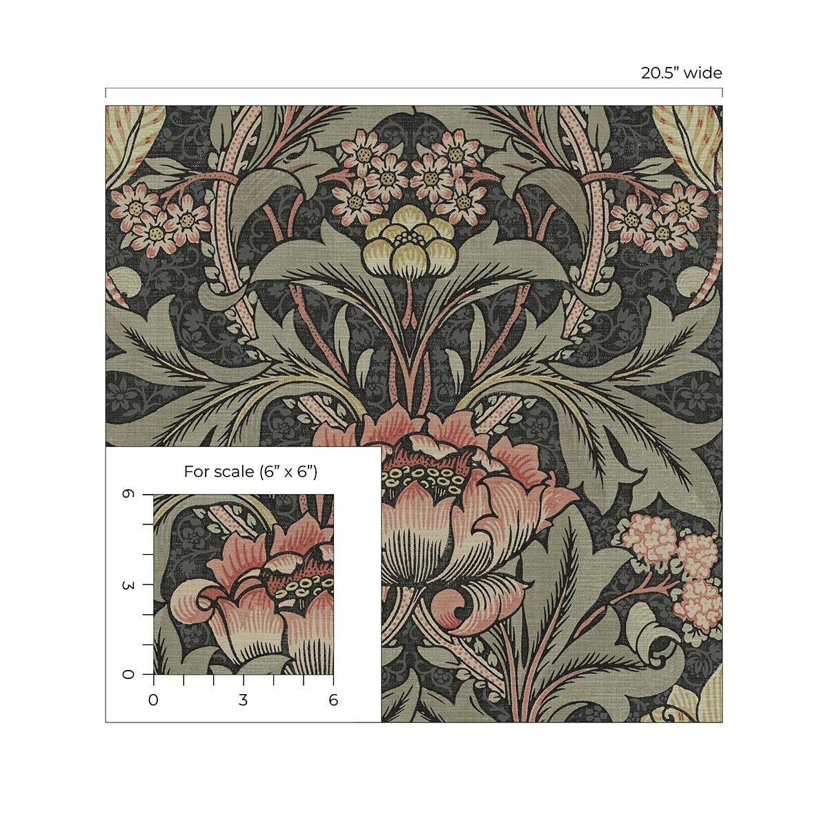 Seabrook Designs Acanthus Floral Prepasted Wallpaper