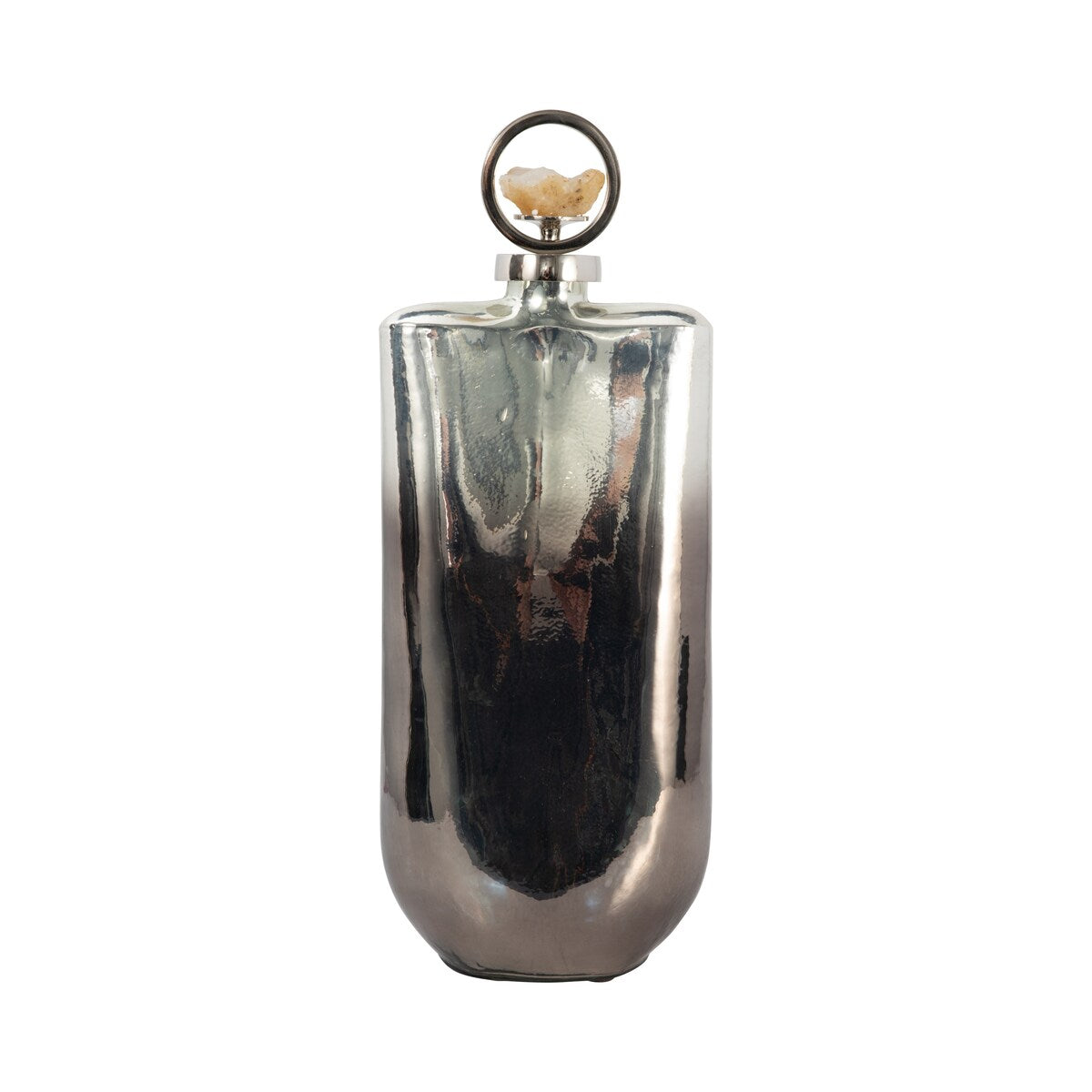 Sagebrook Home Modern Metallic Glass Bottle With Crystal Stone Top